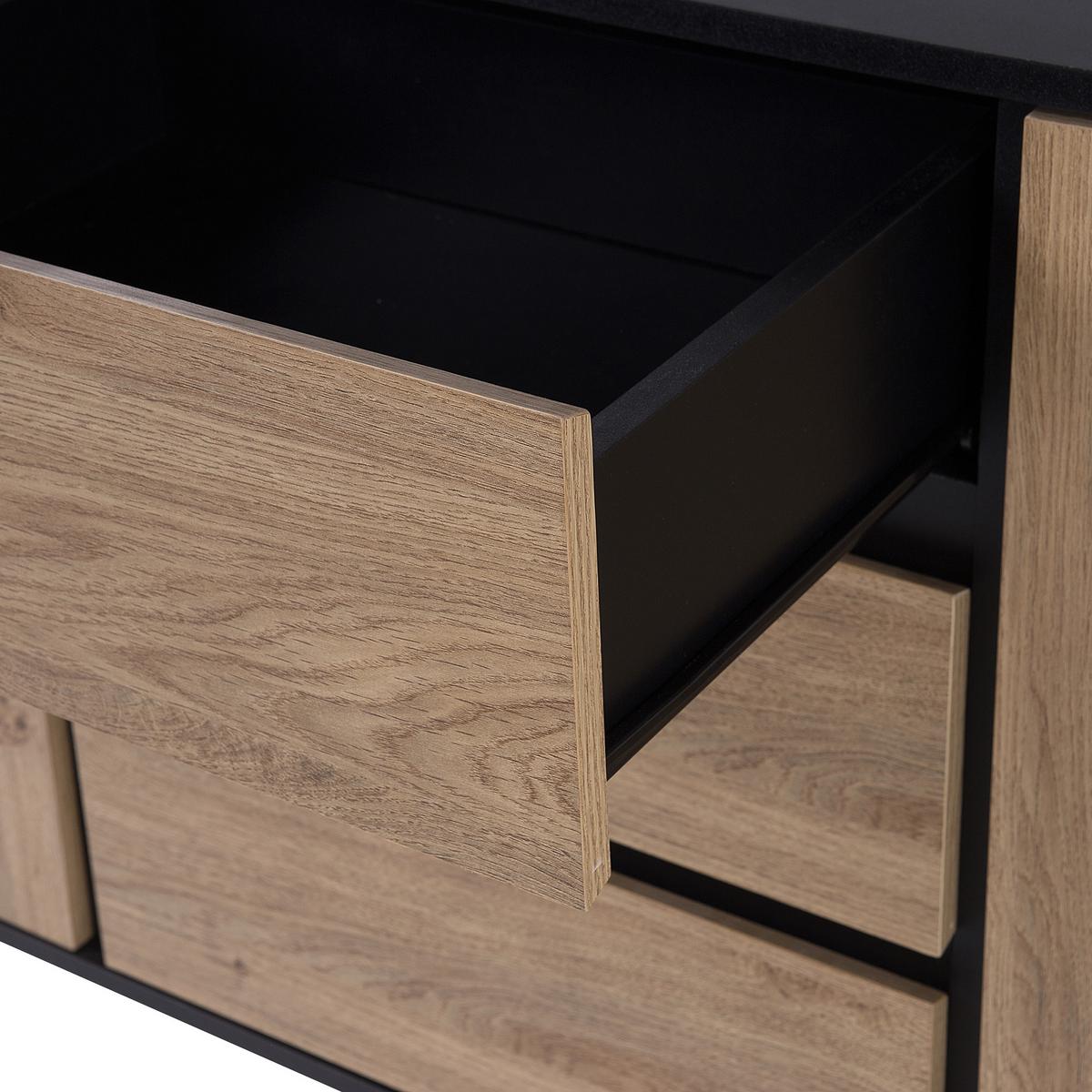 SIDEBOARD mit 2 Türen Braun/Schwarz Blackpool - Braun, Holzwerkstoff (177/75/40cm) - Beliani