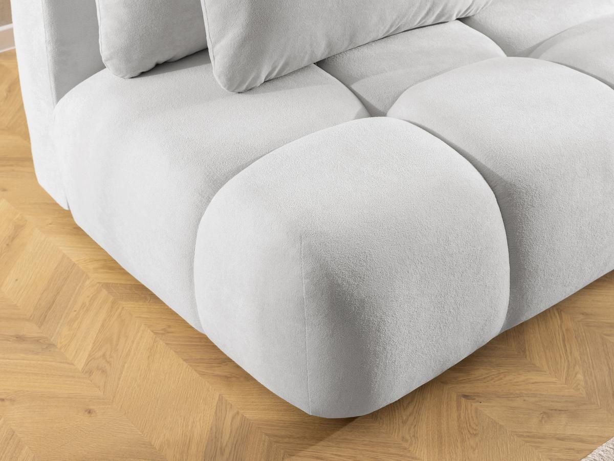 SCHLAFSOFA Belluno aus hochwertigem Hellgrau Plüschstoff mit Bettkasten und tiefen Steppungen in Bubble-Optik - Hellgrau/Schwarz, Holz/Kunststoff (205/87/105cm) - S-Style