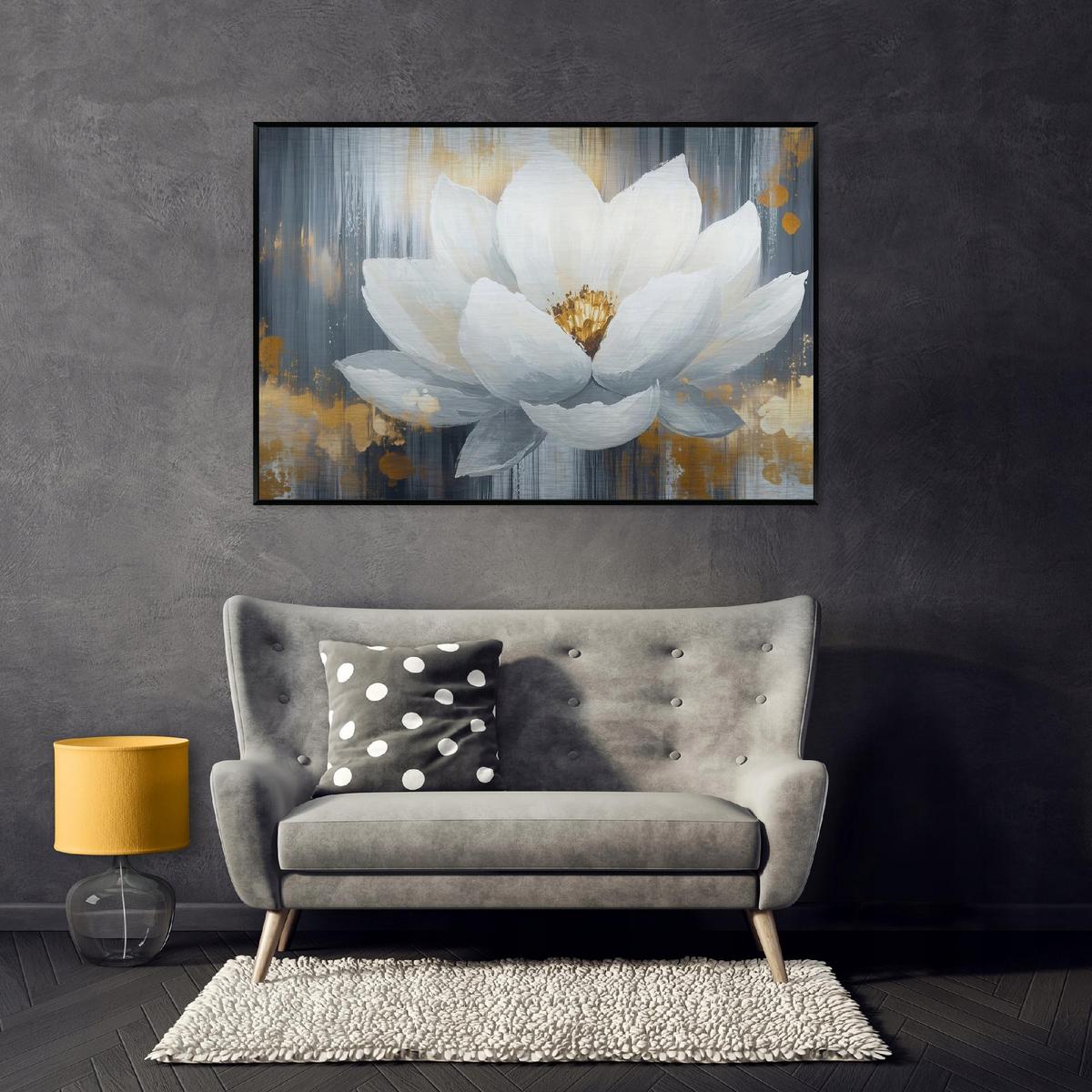 BILDER mit Rahmen Blumen Lilien Weiß 120x80 cm - Multicolor, Metall (120/80cm) - Wallarena