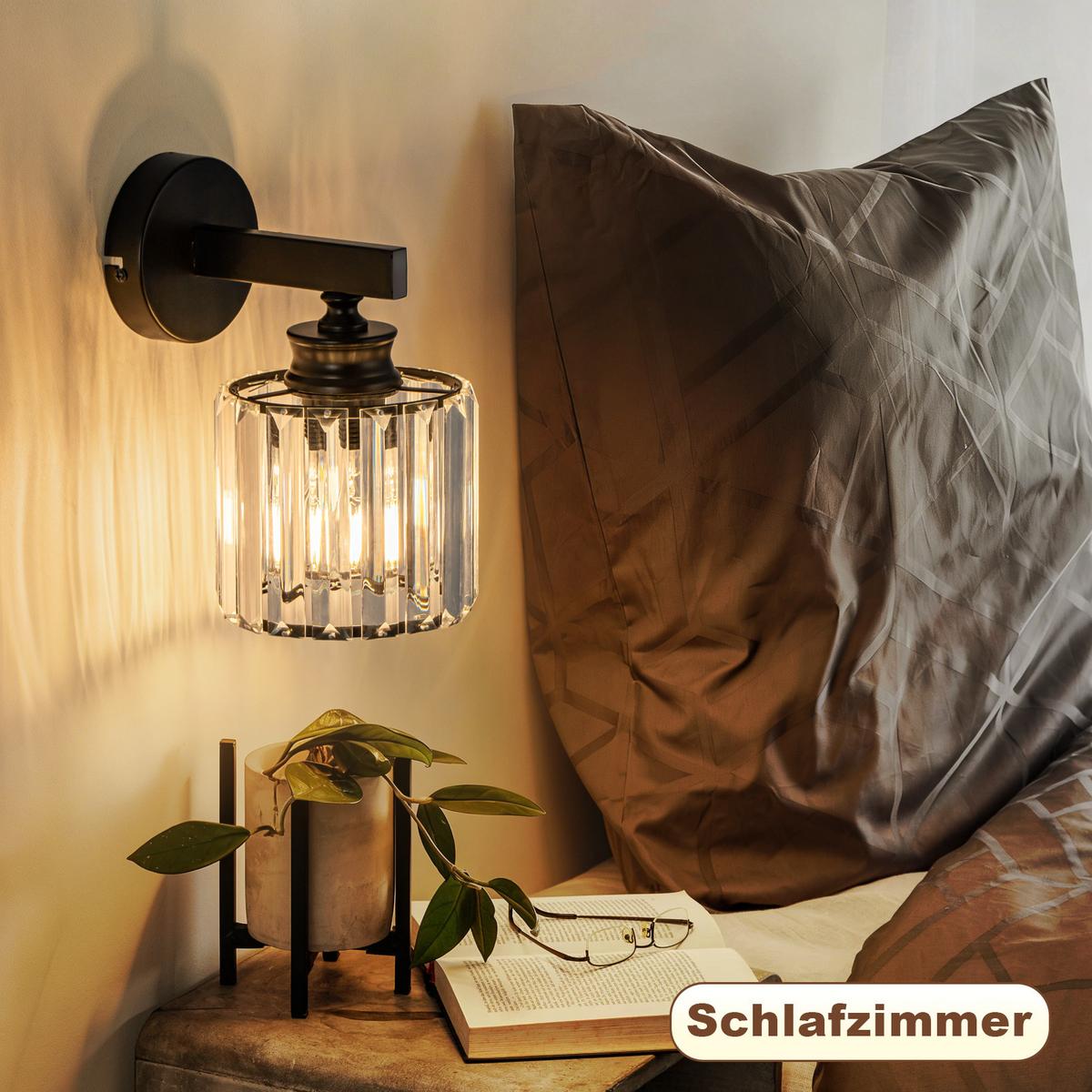 WANDLEUCHTE Irwen 13.6/13.6/23 cm - Schwarz, Glas/Metall (13.6/23/13.6cm) - ZMH