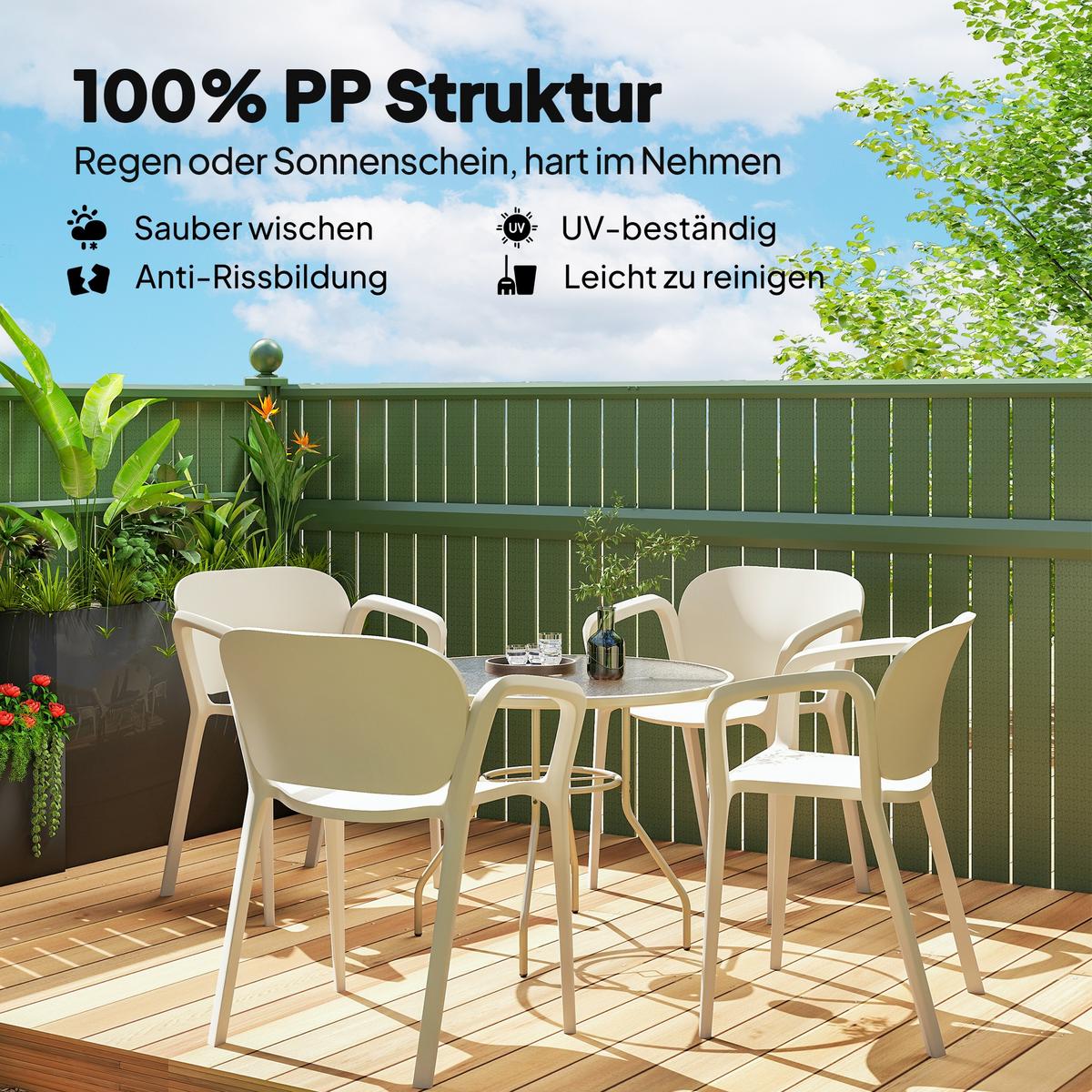BALKONSTÜHLE 4er Set Kunststoff Weiß - Weiß, Kunststoff (56/75/60cm) - Outsunny