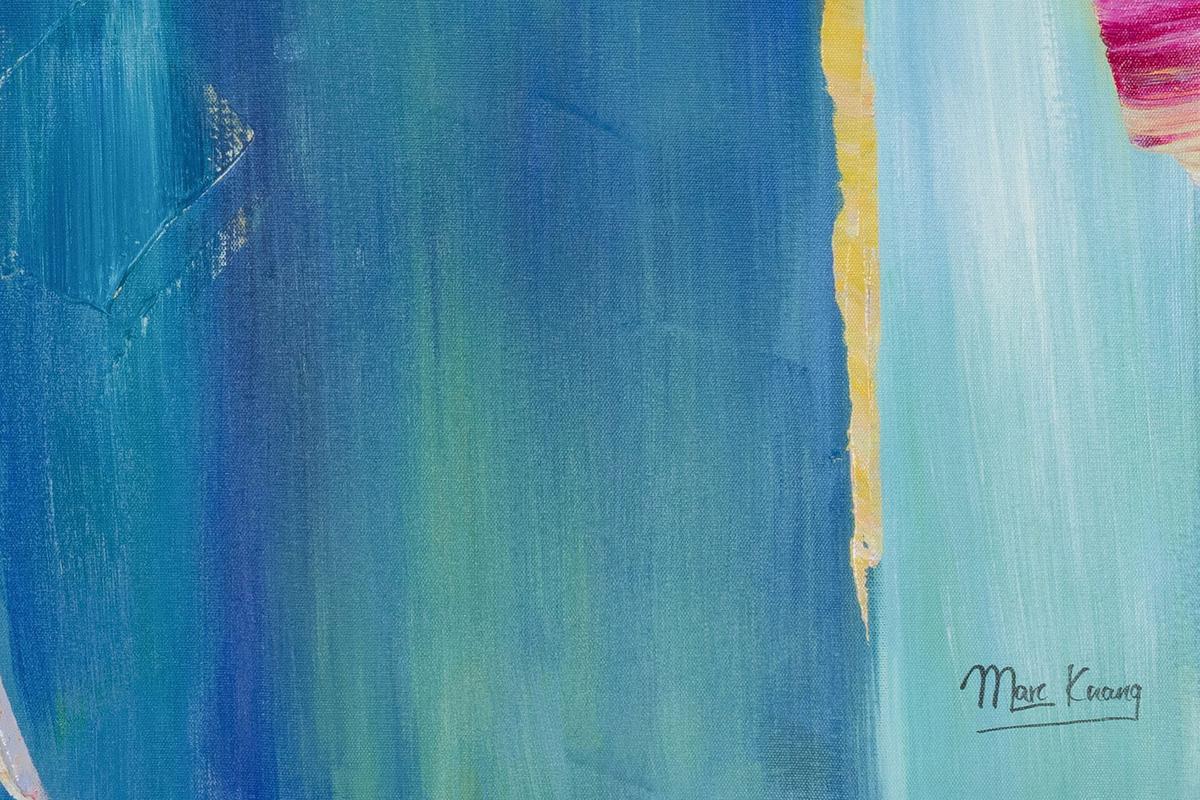 ACRYLBILD HANDGEMALT 80/80 cm - Blau/Multicolor, Holz/Textil (80/80cm) - KUNSTLOFT