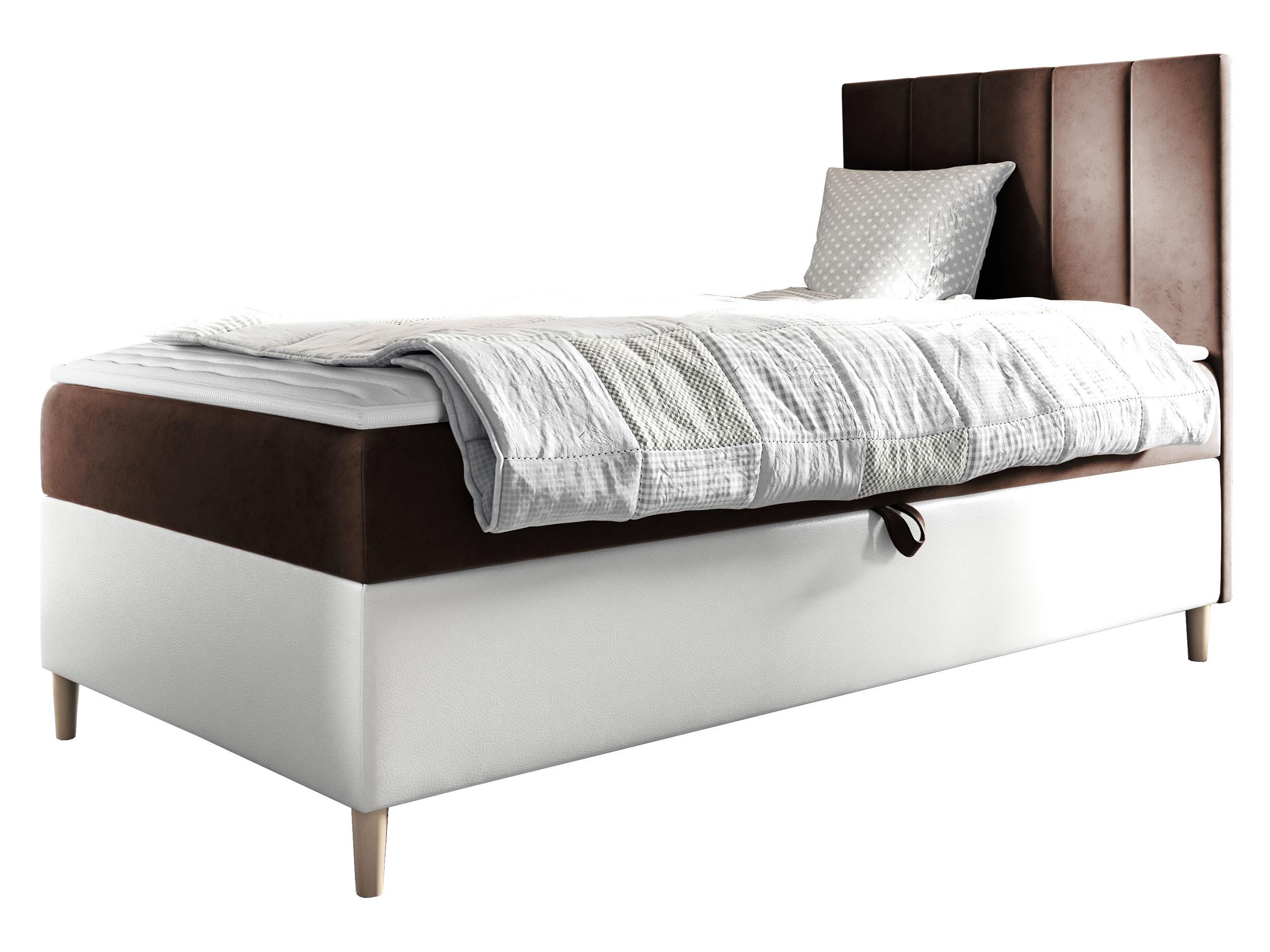 BOXBETT Maja Junior 1, Seite zum Öffnen des Bettkastens: Rechts - H3 - Weiß/Braun, Holz (100/200cm) - MIRJAN24