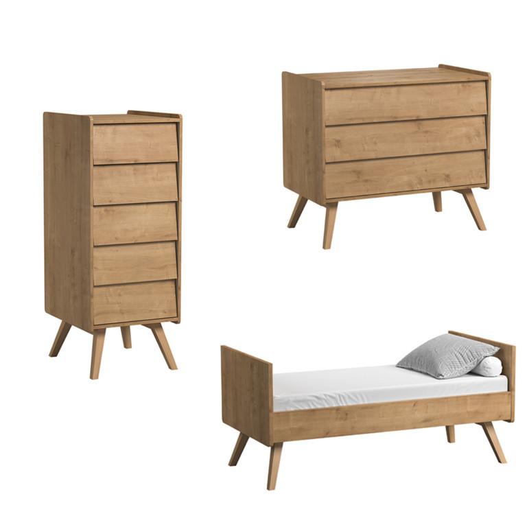 BABYZIMMER 3-teilig Eiche - Braun, Holzwerkstoff (145/103/75cm) - Petits-meubles