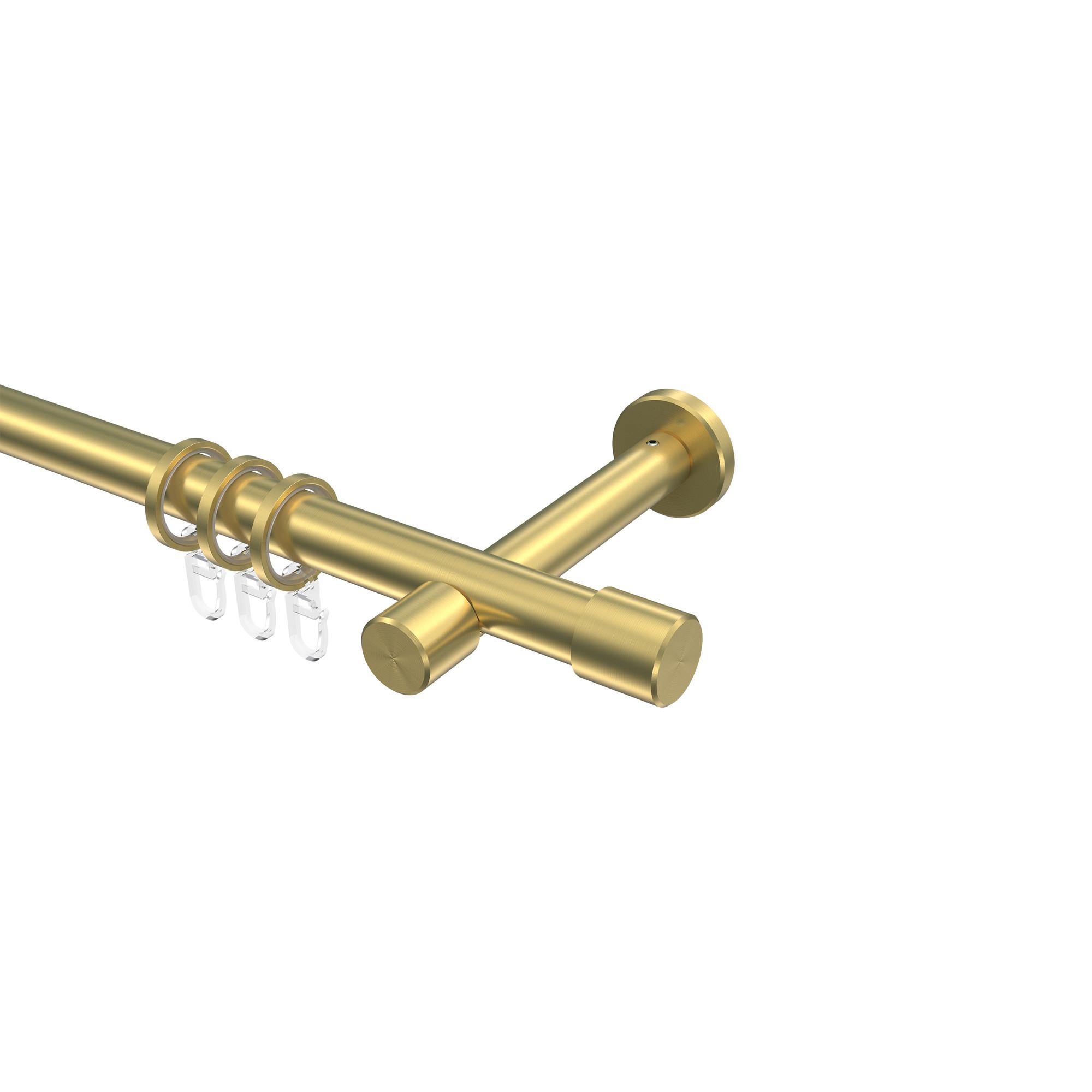 GARDINENSTANGE Prestige Santo 280 cm (geteilt in 2 x 140 cm), 1-läufig, 20 mm Ø Messing-Optik - Messingfarben, Metall (280cm) - INTERDECO