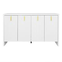 SIDEBOARD weiß & gold 140 cm mit Riffel-Optik & verstellbaren Böden - Weiß, Holzwerkstoff (140/80/38cm) - Urban Meuble