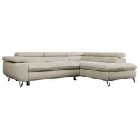 ECKSOFA PEDRO L Beige Velvet - Rechts Seite - Beige/Schwarz, Textil/Metall (273/208cm) - MKS