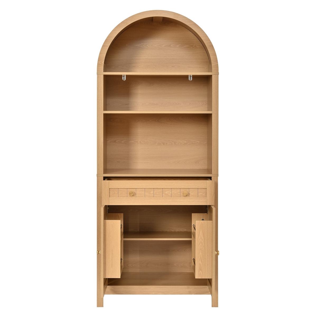 BUFFETSCHRANK Natur mit Bogenfront, Schublade & Doppeltüren mit Gewürzregalen - Naturfarben, Holzwerkstoff (76/180/40cm) - Urban Meuble
