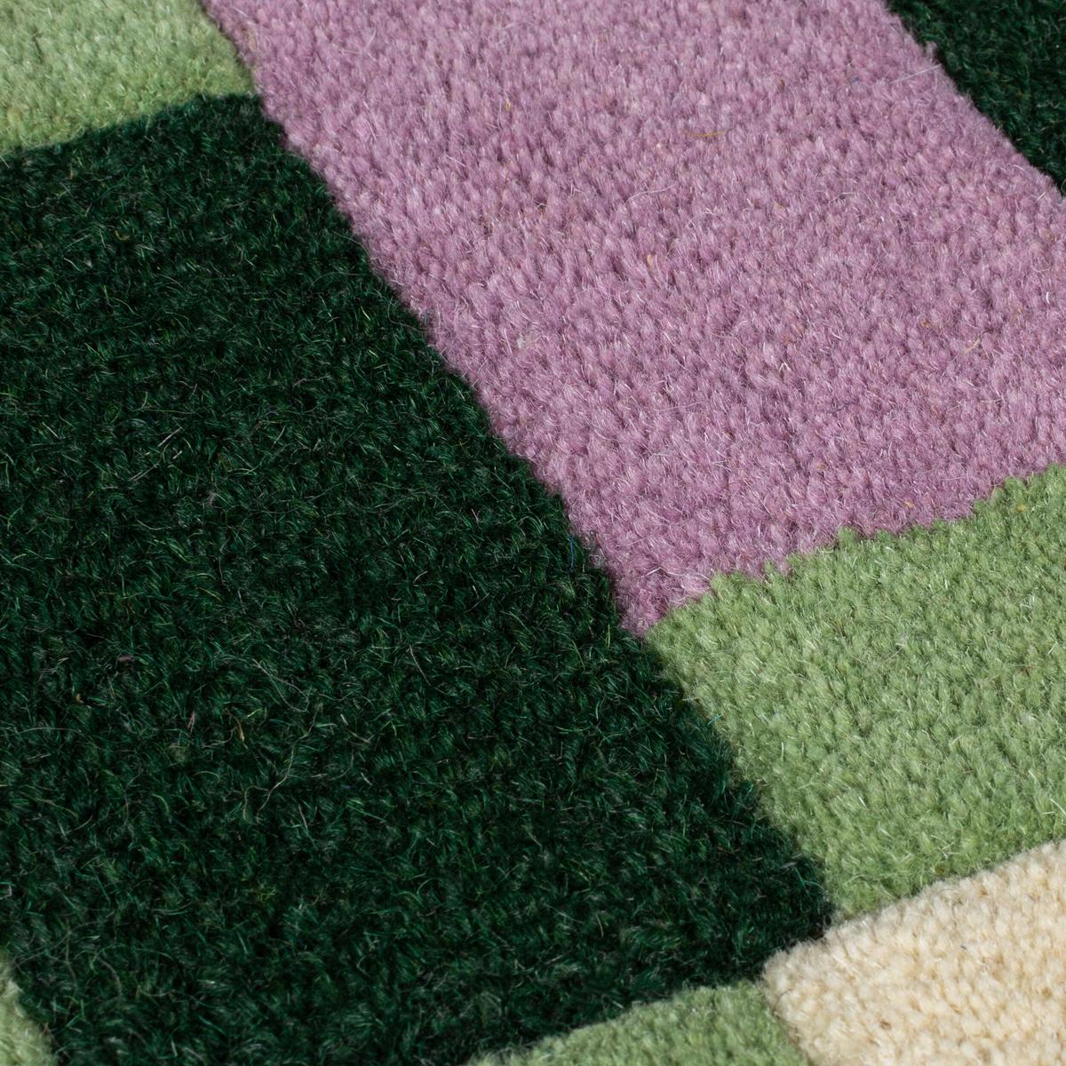 WOLLTEPPICH WENSUM, geometrisch, Grün-Lila, 120 x 170 cm - Grün, Textil (170/120cm) - KADIMA DESIGN