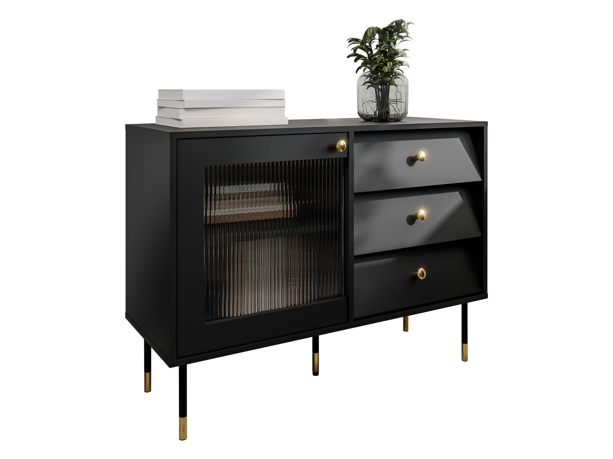 KOMMODE Valerio 100 - Goldfarben/Schwarz, Holzwerkstoff/Kunststoff (102/75/39cm) - MIRJAN24
