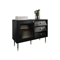 KOMMODE Valerio 100 - Goldfarben/Schwarz, Holzwerkstoff/Kunststoff (102/75/39cm) - MIRJAN24