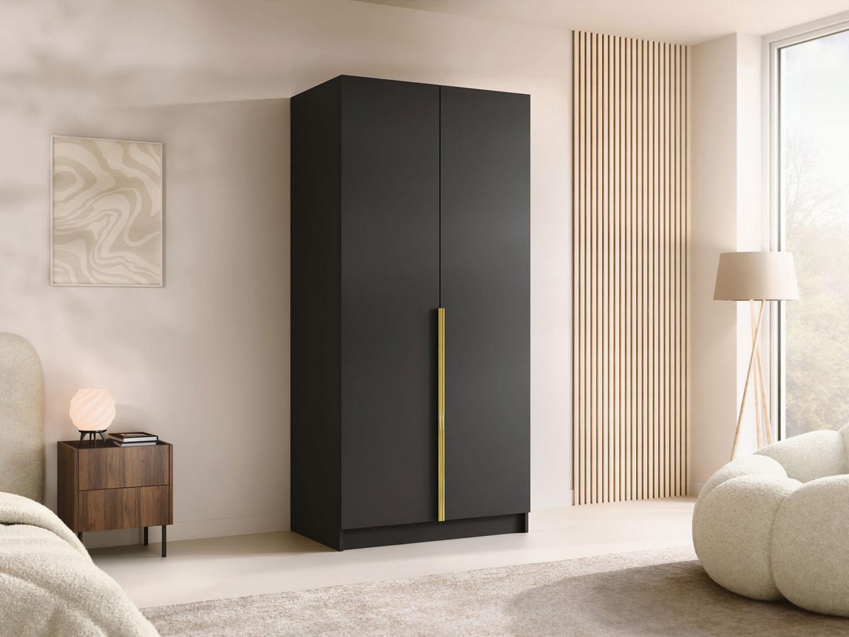 KLEIDERSCHRANK Bono I - Goldfarben, Holzwerkstoff/Metall (100/215/58cm) - MIRJAN24
