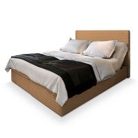 BOXBETT MILARA 200x200 cm mit Matratze und Topper, H2+H3 - Braun - Braun, Holz (200/200cm) - MASSENO
