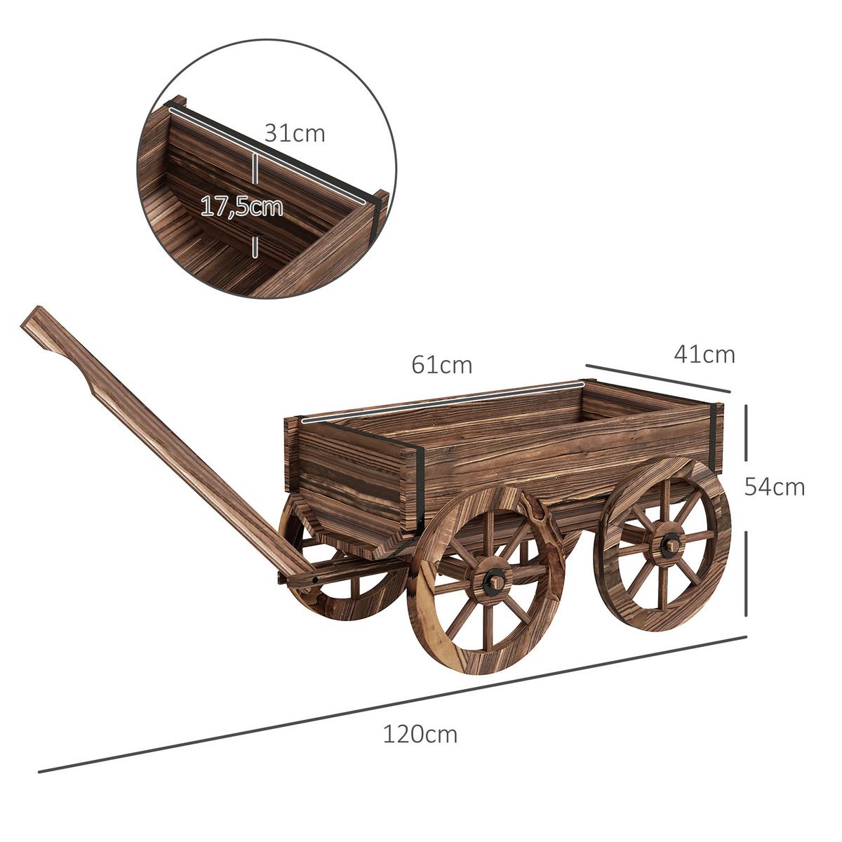 PFLANZENKASTEN für Garten, Terrasse, bis 30 kg belastbar, Verkohlt, 120 x 41 x 54 cm - Braun, Holz (41/54/120cm) - Outsunny
