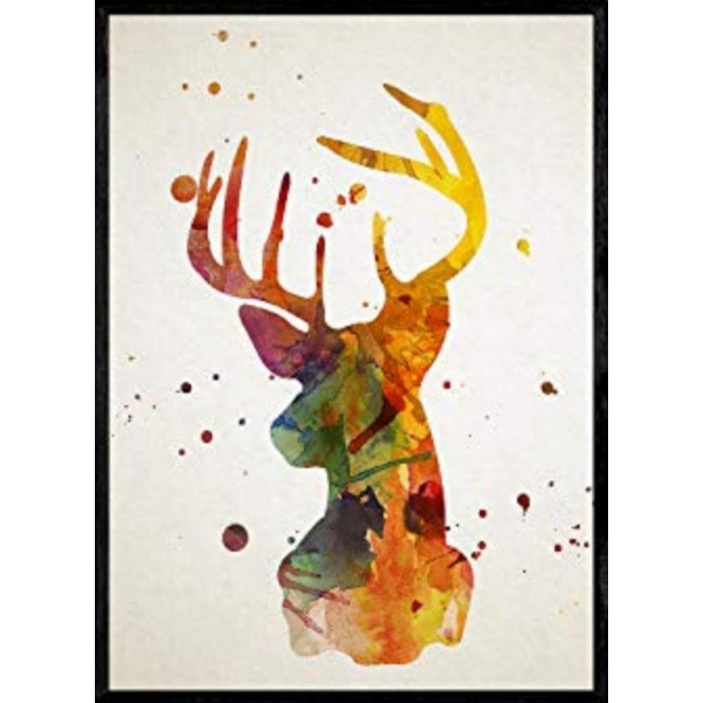 POSTER Hirsch Aquarell A4 Rahmenlos - Klar, Papier (29.7/5/21cm) - Nacnic