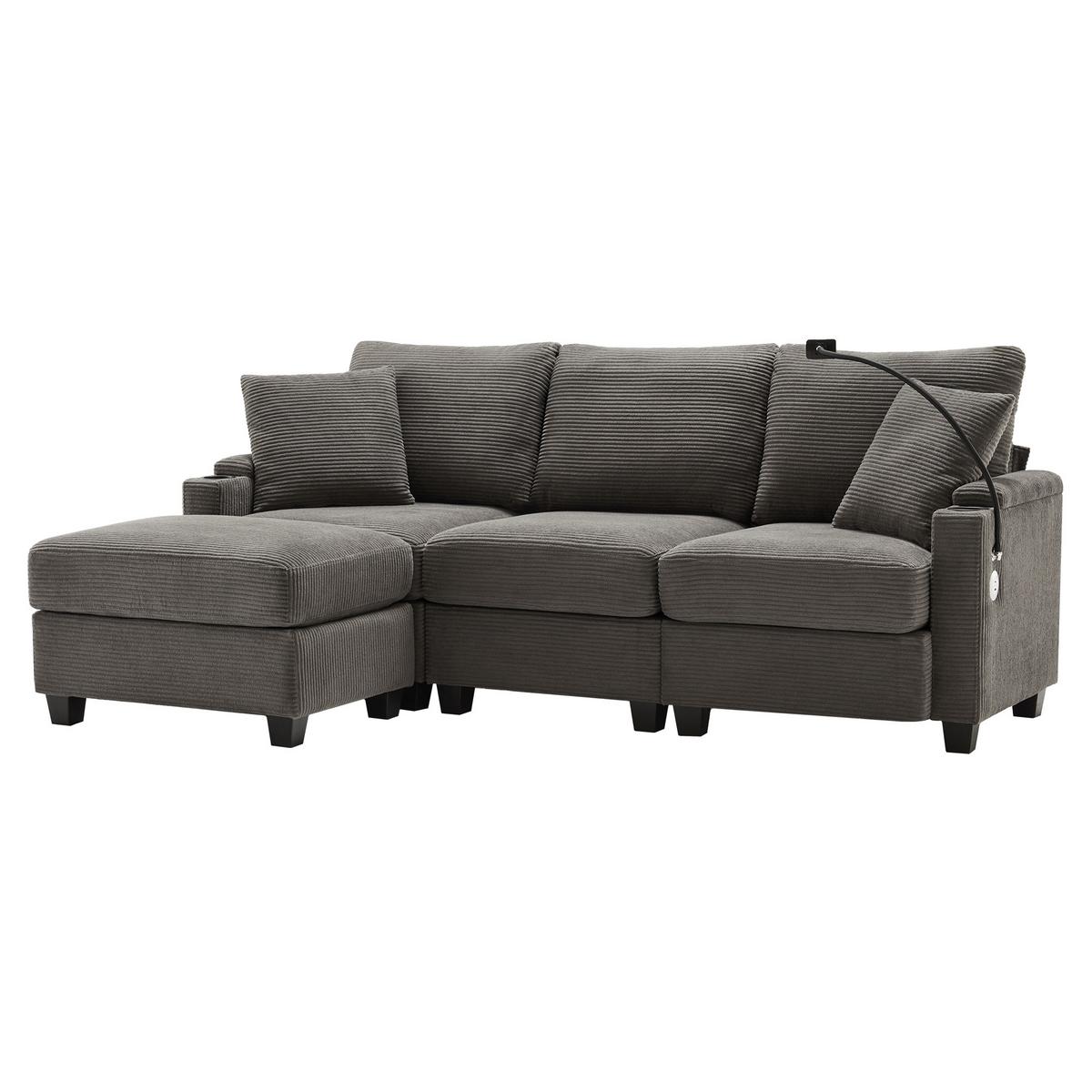 SOFA Modernes 3-Sitzer mit Stoffbezug, Grau – Komfortabel, stilvoll, langlebig, 220 x 90 x 85 cm - Grau, Holzwerkstoff/Textil (213/139cm) - Urban Meuble