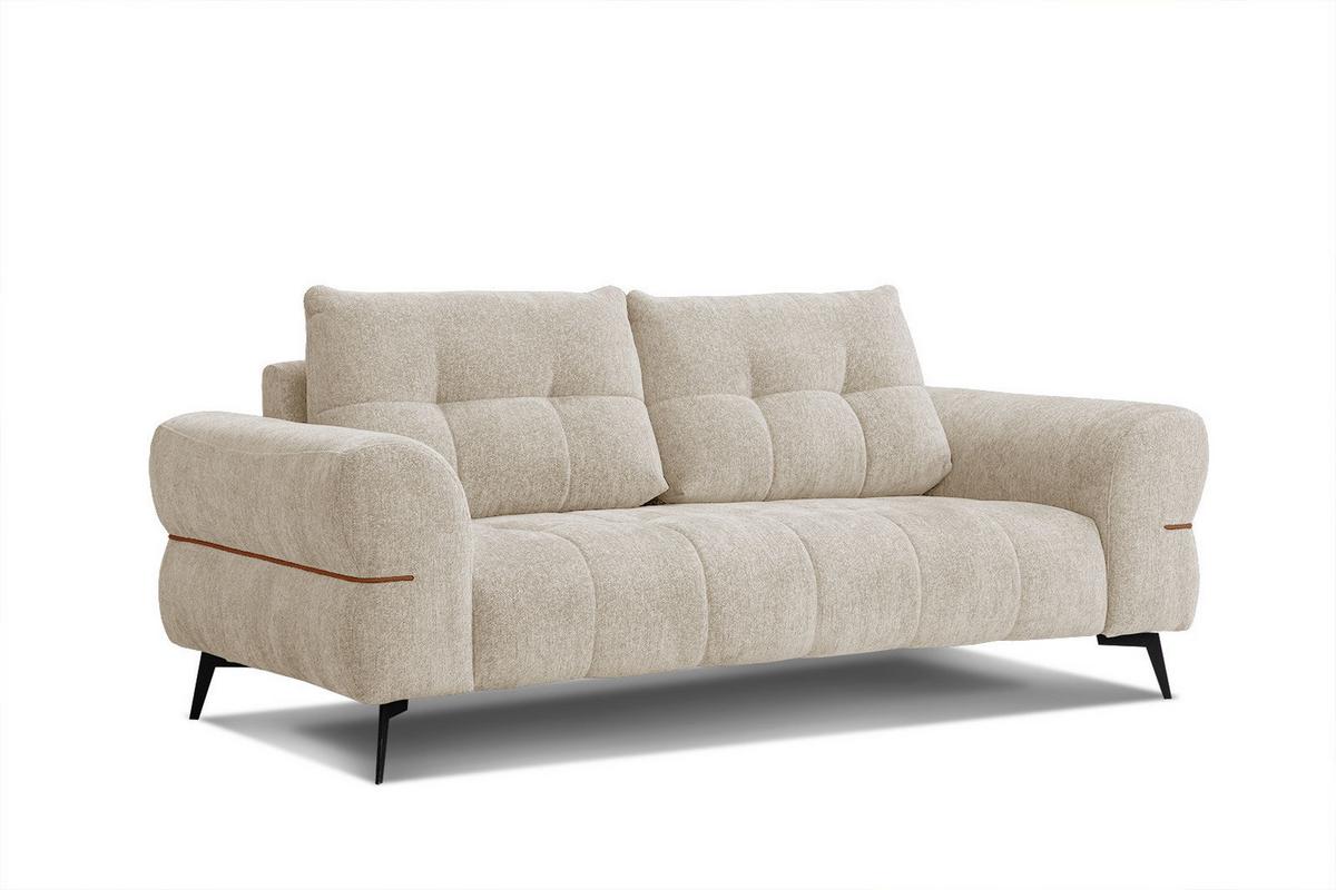 SOFA SALVINI 3-Sitzer, ecru - Ecru/Schwarz, Holzwerkstoff/Textil (176/88/99cm) - Wozimo