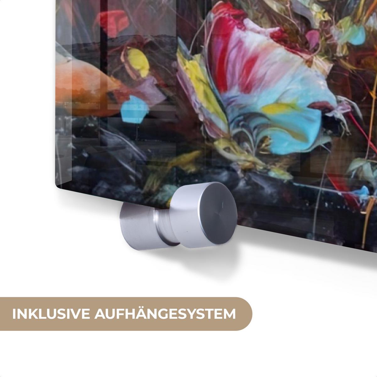 ACRYLGLASBILD Blumen - Kunst - Natur - Ölgemälde 80x60 cm - Multicolor, Glas (80/60cm) - MuchoWow
