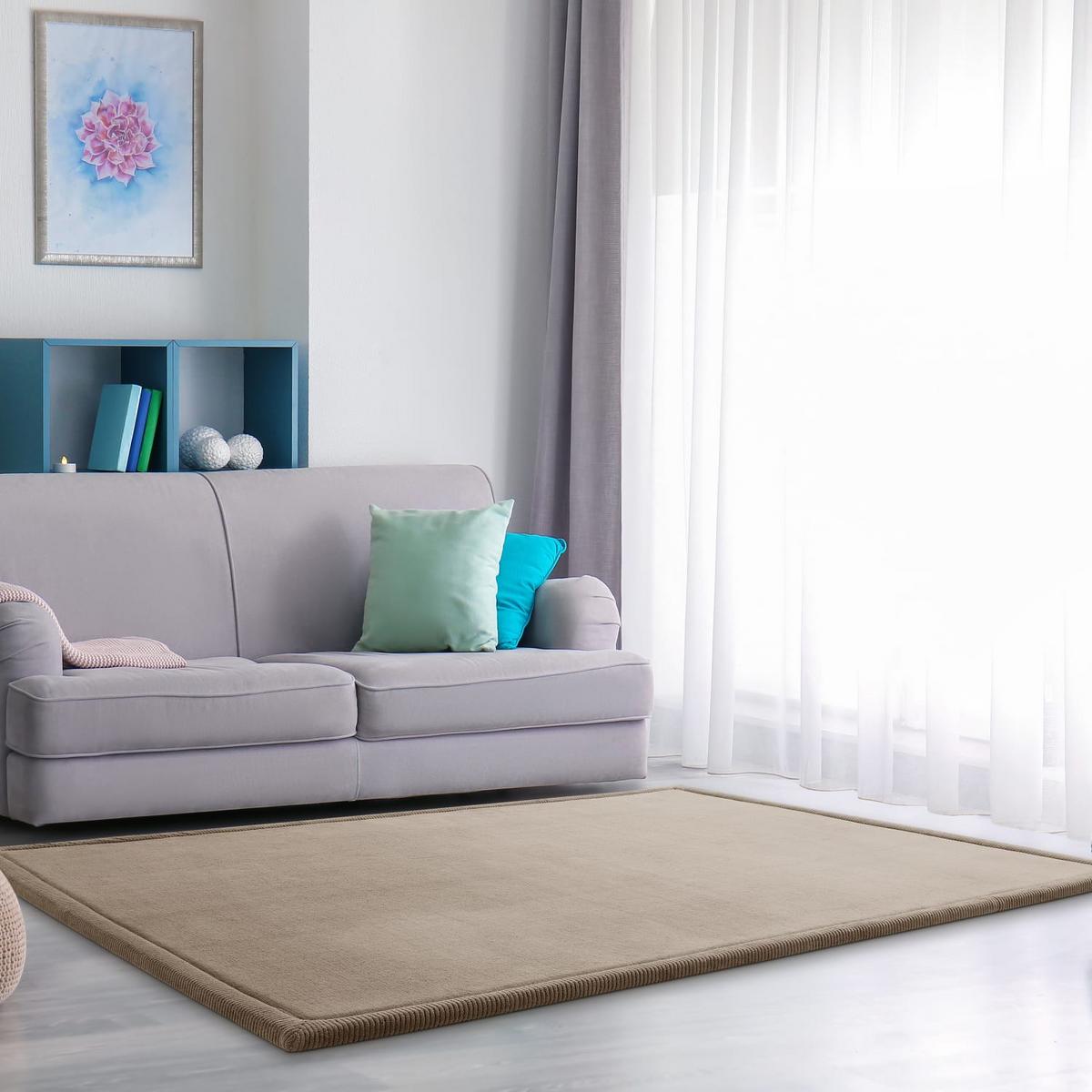 KURZFLORTEPPICH Waschbar, einfarbig, aus Polyester, Beige, 140 x 200 cm - Beige, Textil (140/200cm) - KADIMA DESIGN