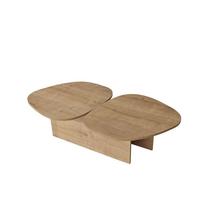 COUCHTISCH mit doppelter Platte in organischer Form 125/60/38 cm - Eichefarben, Holzwerkstoff (10/60/38cm) - Calicosy
