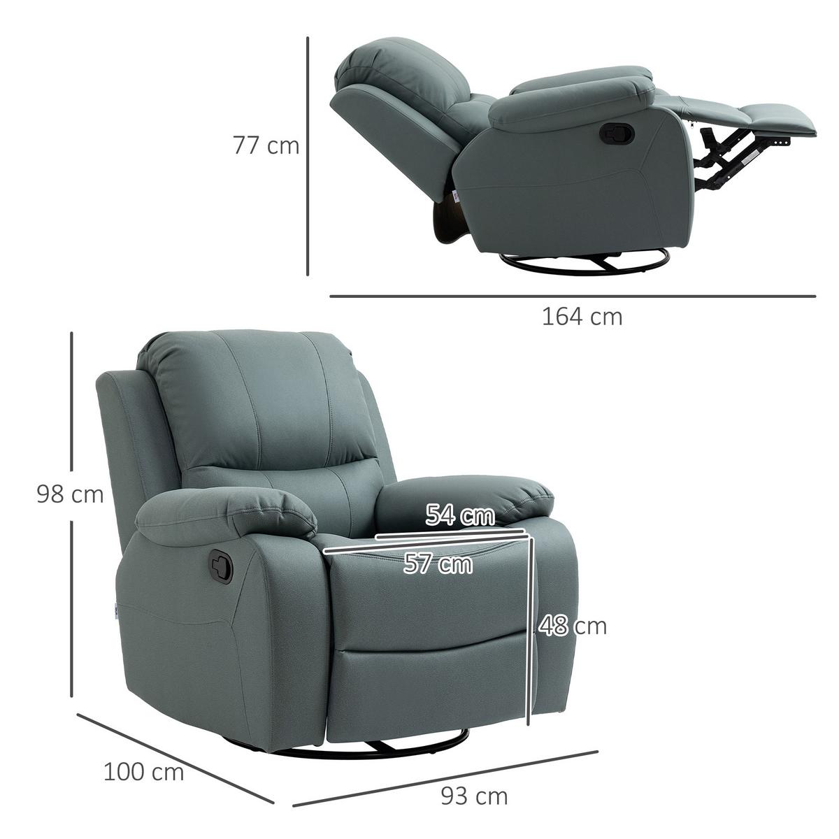 RELAXSESSEL Liegesessel 135° neigbar mit Wippfunktion drehbar mit Fußstütze Grün - Schwarz/Grün, Textil/Metall (100/98/93cm) - HOMCOM