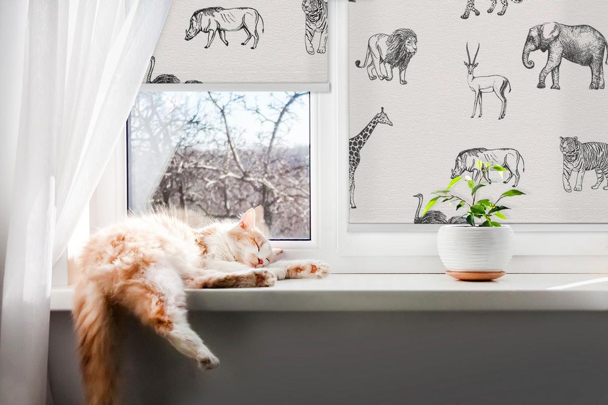 INNENROLLO - Fensterrollo - Rollo - 70x140 cm - Tiere - Grau, Kunststoff (70/140/0.5cm) - TULUP