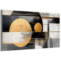METALLBILD Abstrakt - Gold - Silber - Formen - Ästhetisch - Modern 80x40 cm - Goldfarben, Metall (80/40cm) - MuchoWow