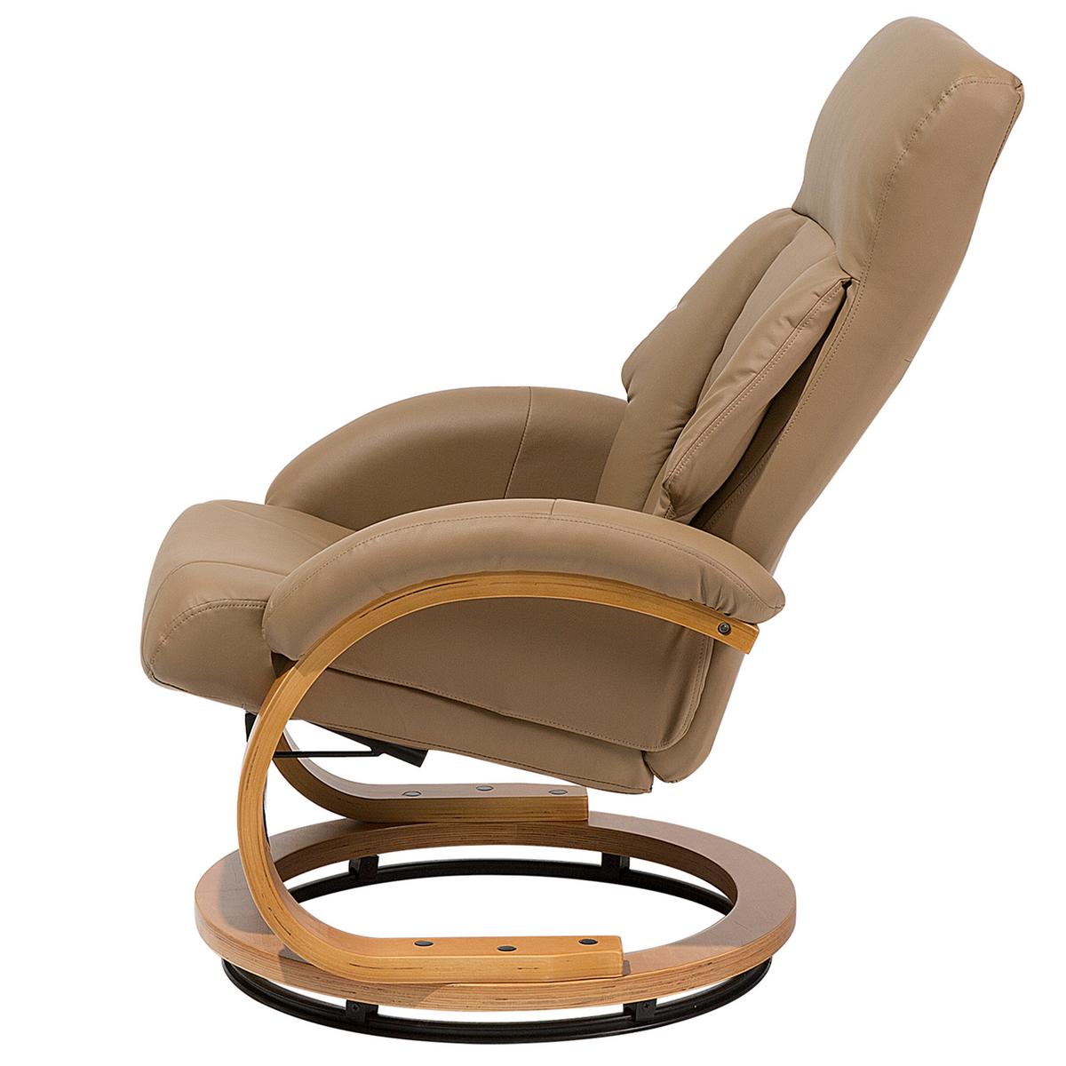 MASSAGESESSEL mit Fußhocker Kunstleder Beige Force - Beige, Holz/Textil (55/100/80cm) - Beliani