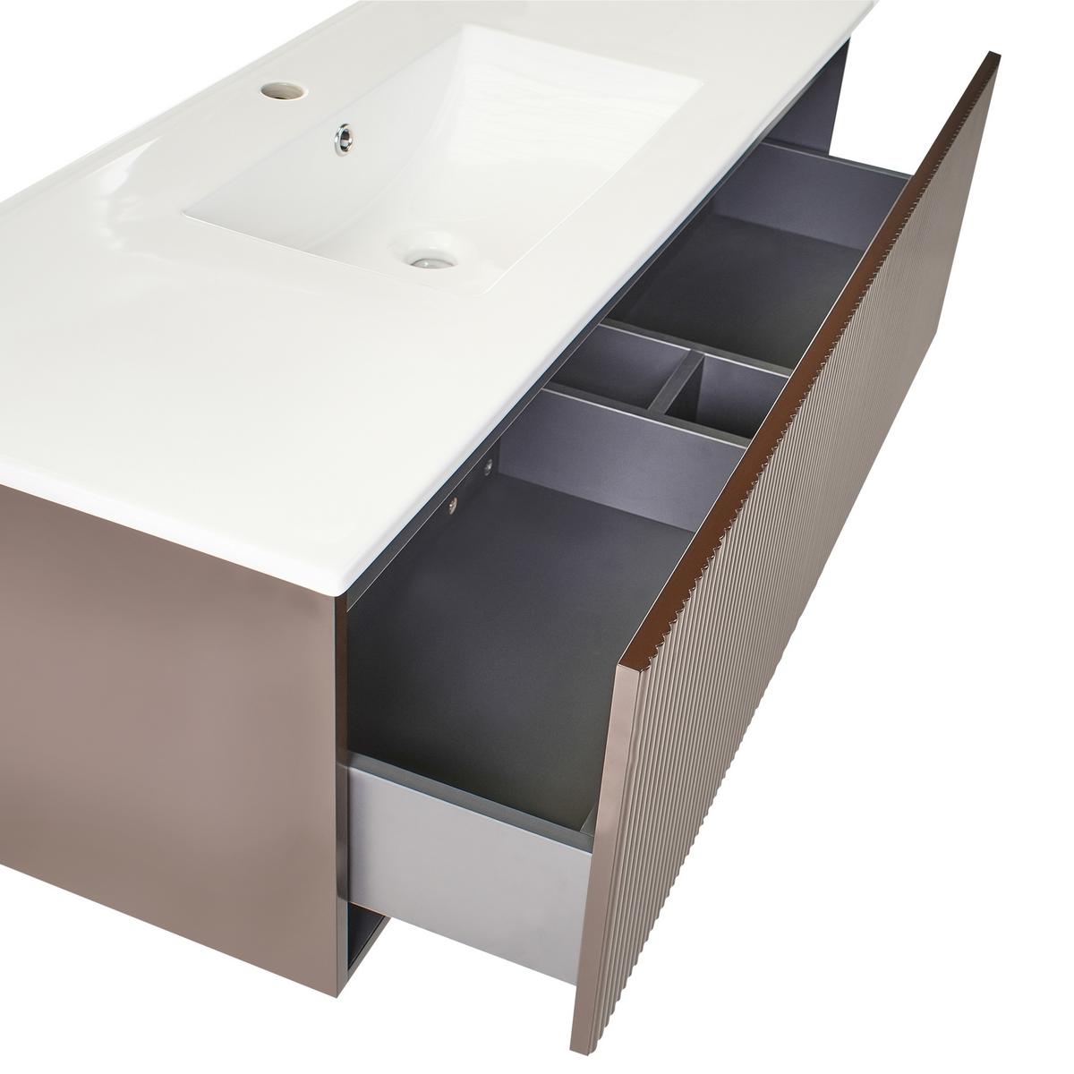 WASCHBECKENUNTERSCHRANK wandmontiertk mit Waschbecken Braun Madidi - Braun, Holzwerkstoff (120/38/45cm) - Beliani
