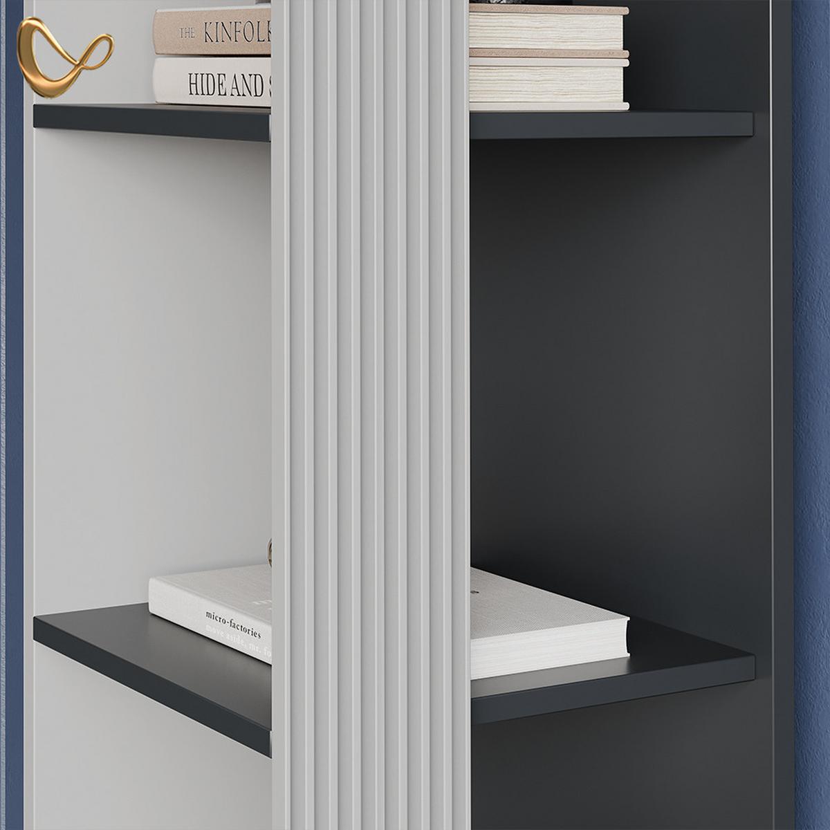 BÜCHERREGAL Aterno Grau mit 5 Fächern - Grau, Holzwerkstoff (36/188/36cm) - Livinity®
