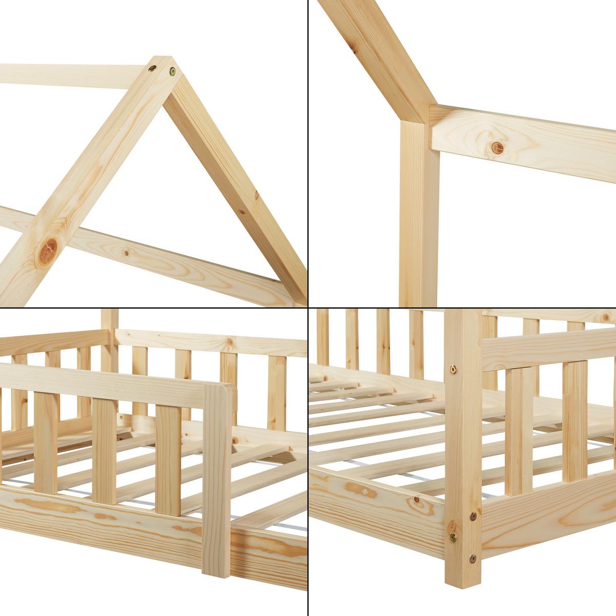 HAUSBETT Hesel - Naturfarben, Holz (90/200cm) - [en.casa]