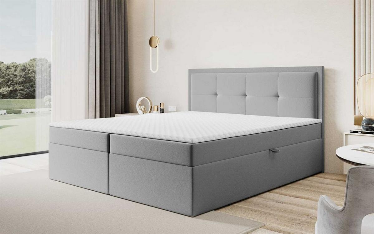 BOXBETT Degna - Grau, Holzwerkstoff/Textil (180/200cm) - Fun Möbel