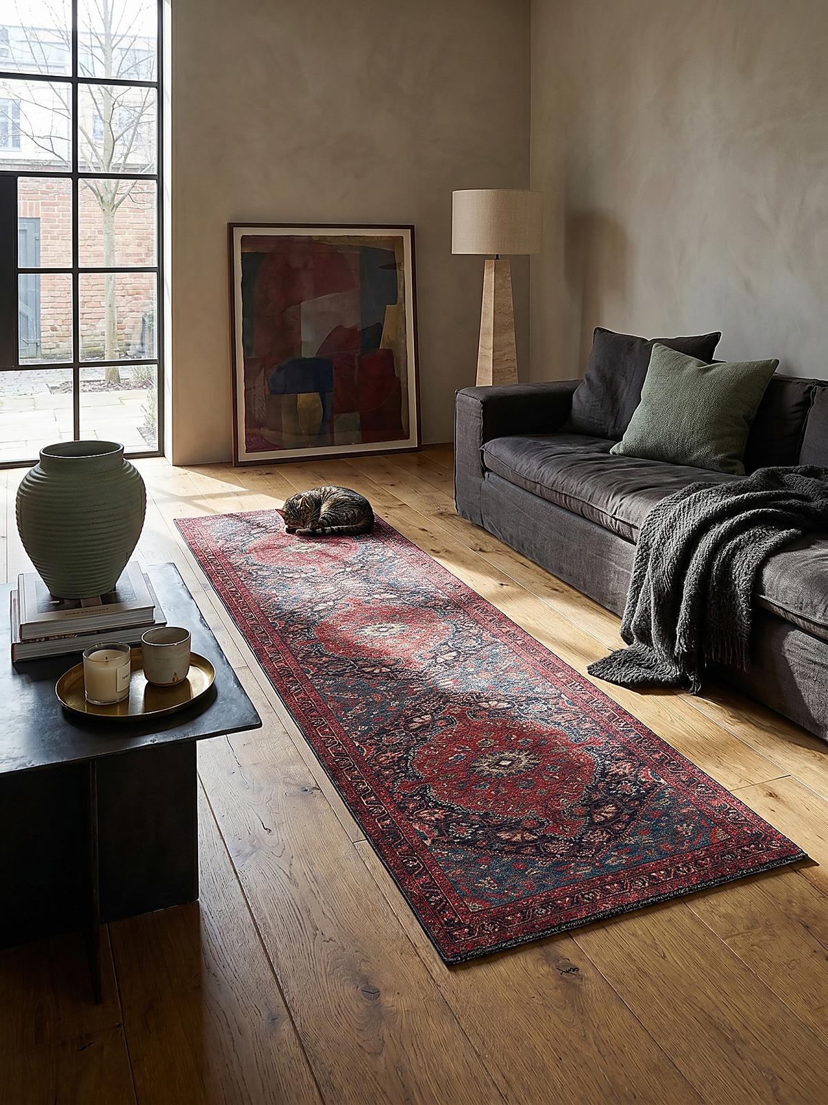 TEPPICH Waschbar HURST, orientalisch mit Medaillon, Rot, 60 x 230 cm - Rot, Textil (230/60cm) - KADIMA DESIGN
