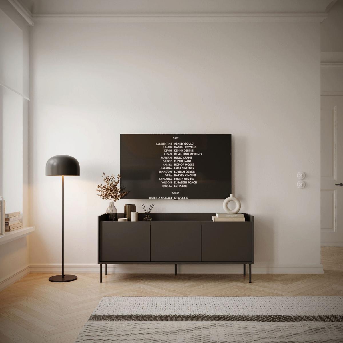 TV-SCHRANK Tovi Schwarz / Holzoptik Nussbaum 140 cm - Schwarz, Holzwerkstoff/Metall (139.8/58.5/36.4cm) - Selsey