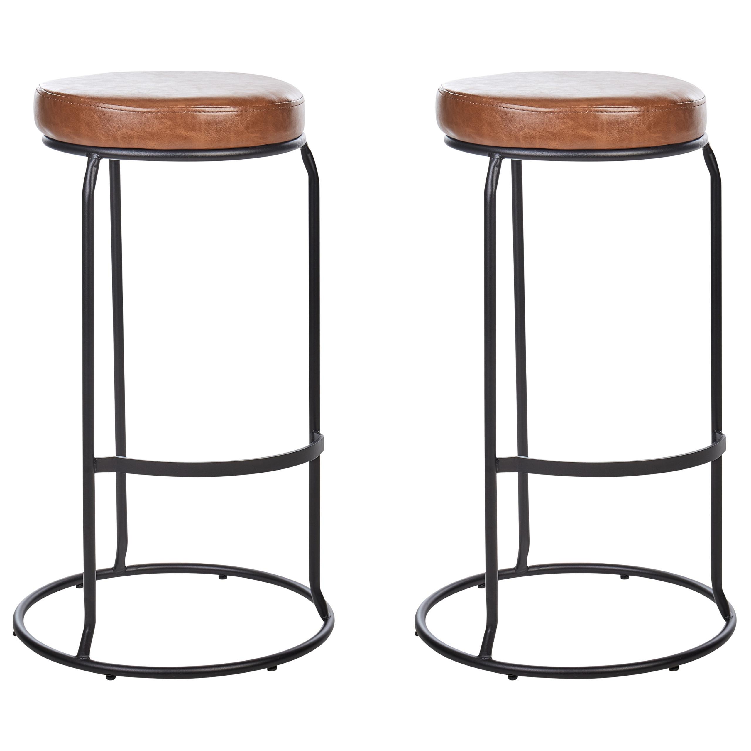 BARHOCKERN 2er-Set Braun Milroy - Schwarz/Braun, Kunststoff (43/74/43cm) - Beliani