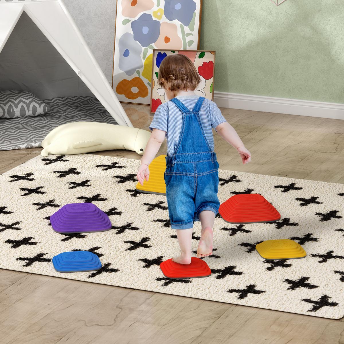 BALANCE-TRITTSTEINE, 6er-Set, stapelbar & leicht, rutschfest, für Innen/Außen - Multicolor, Kunststoff (34.3/15.5/34.3cm) - AIYAPLAY