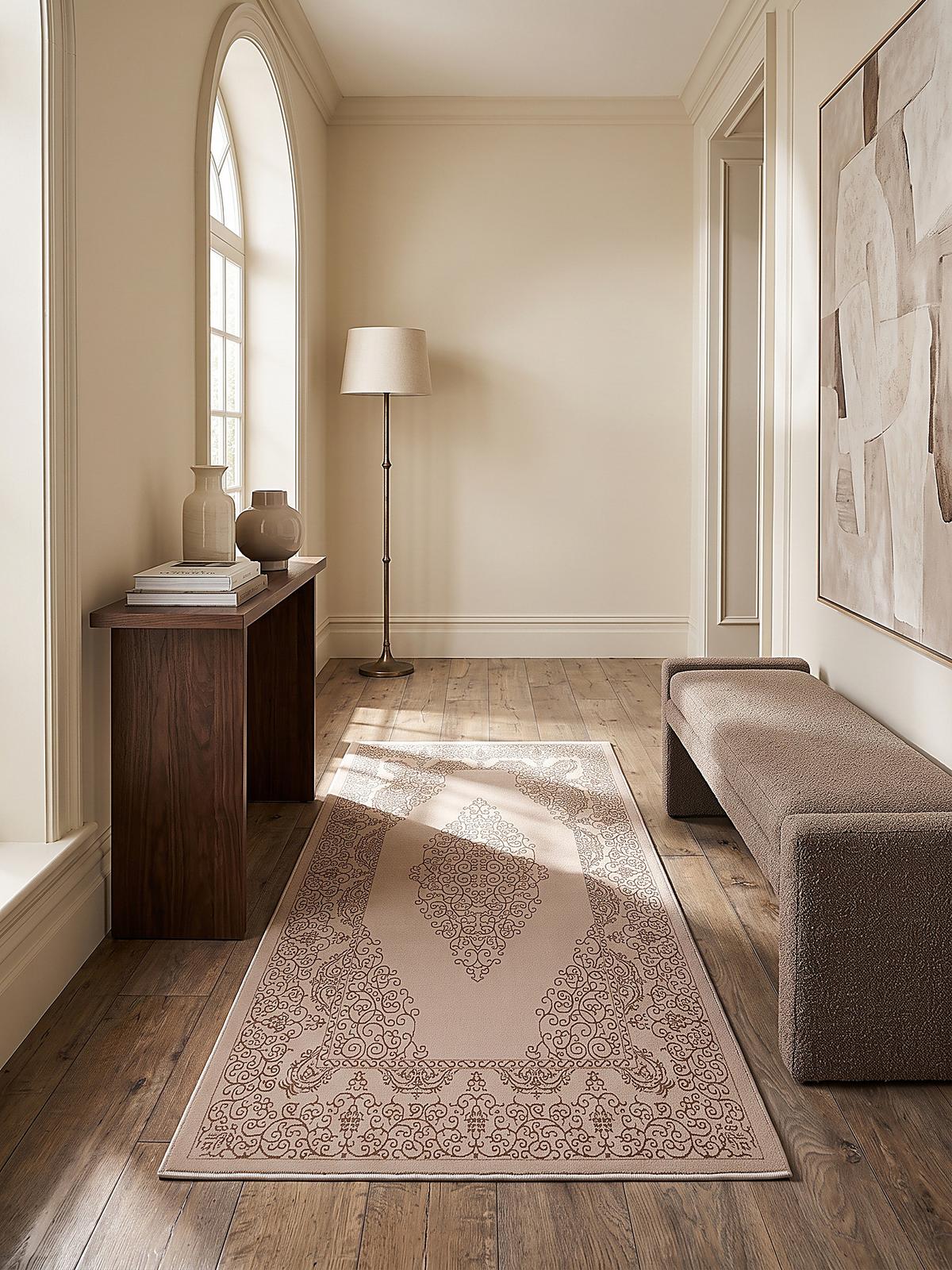 TEPPICH Kurzflor ERESMA Orient-Medaillon Polyester Beige 80 x 150 cm - Beige, Textil (80/150cm) - KADIMA DESIGN