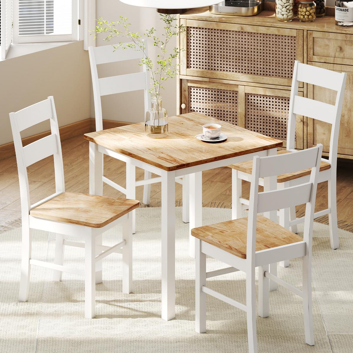 ESSTISCH 69 x 69 cm Esszimmerstühle 2er Set Küchentisch für 2-4 Personen Eiche - Eichefarben/Weiß, Holz (69/75/69cm) - HOMCOM