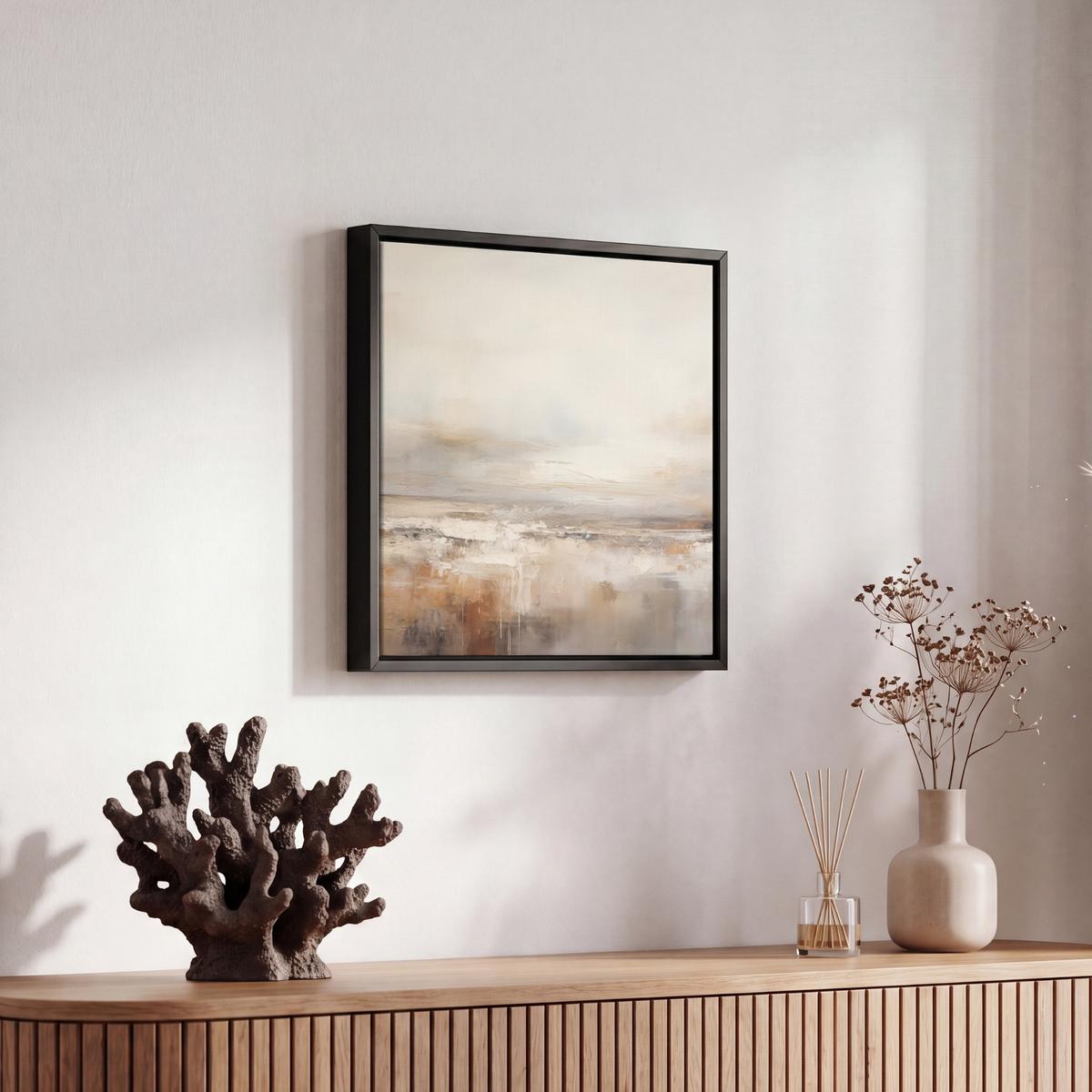 LEINWAND Bilder mit Rahmen - Kunst - Industriell - Grau - Braun - Abstrakt - 20x20 - Sandfarben, Textil (20/20cm) - MuchoWow
