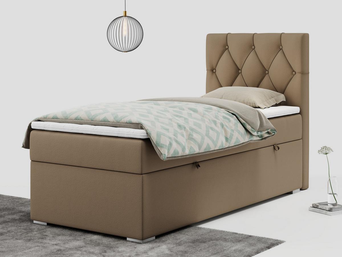 BOXBETT ALDA 90/200 Braun Kunstleder - H3 - Rechts Seite - Braun, Holz/Textil (90/200cm) - MKS