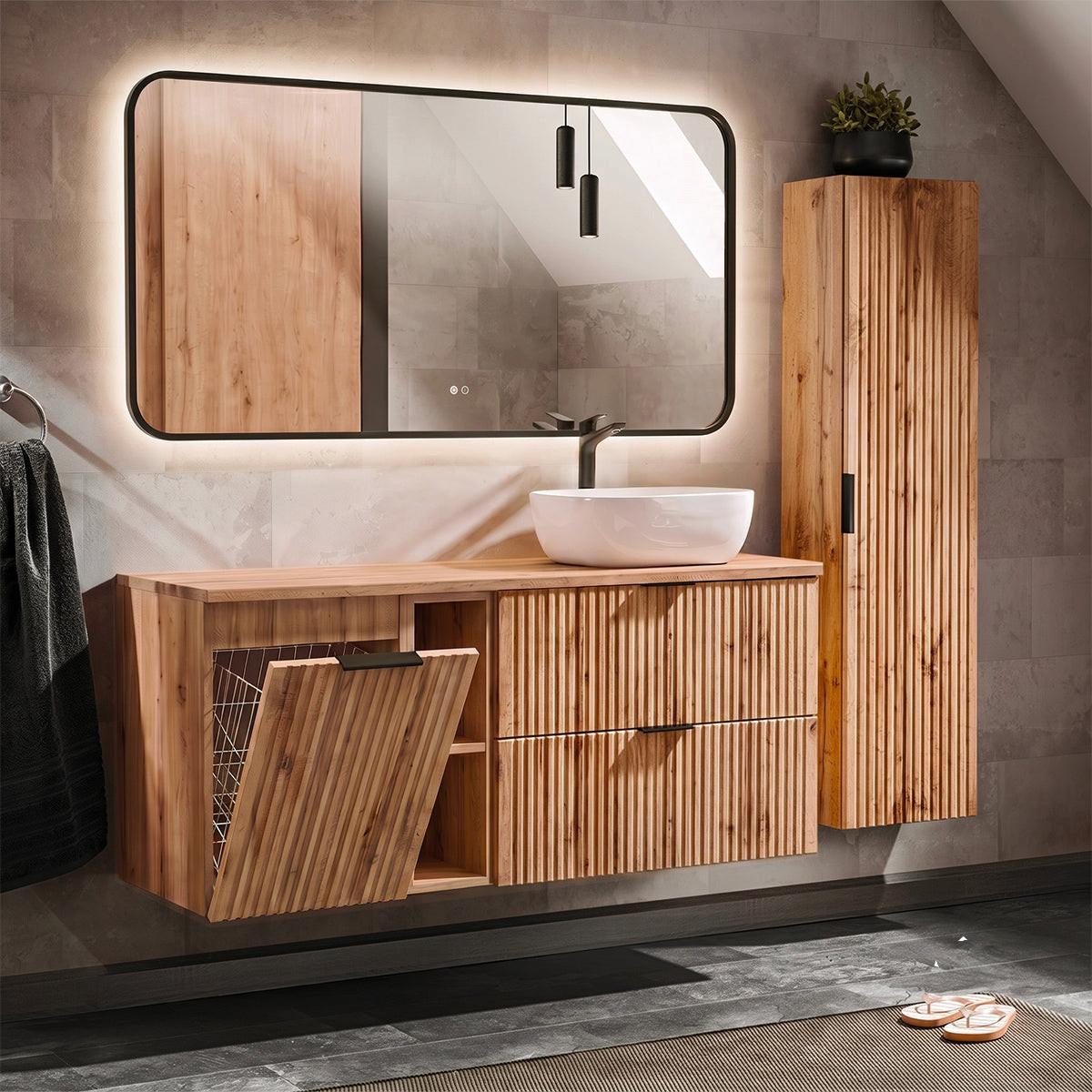 BADMÖBEL 140.8cm Adriel 2er-Set Holz - Braun, Holzwerkstoff (140.8/59/46cm) - Petits-meubles
