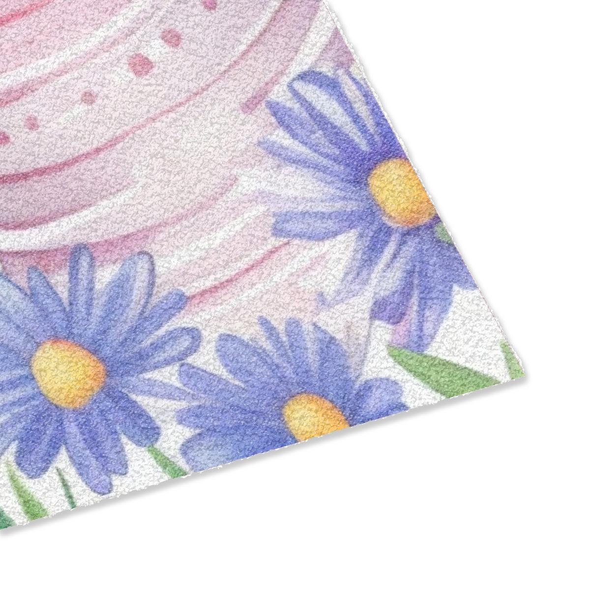 FUSSMATTE Blumengarten - Bunt - Eier Teppichmatte 90x60 cm - Multicolor/Weiß, Kunststoff (60/90cm) - MuchoWow