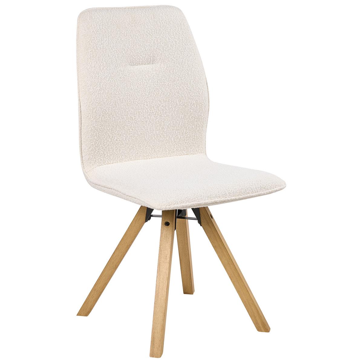 ESSZIMMERSTUHL 2er-Set drehbar Bouclé Cremeweiß Alkali - Weiß, Textil (64/94/63cm) - Beliani