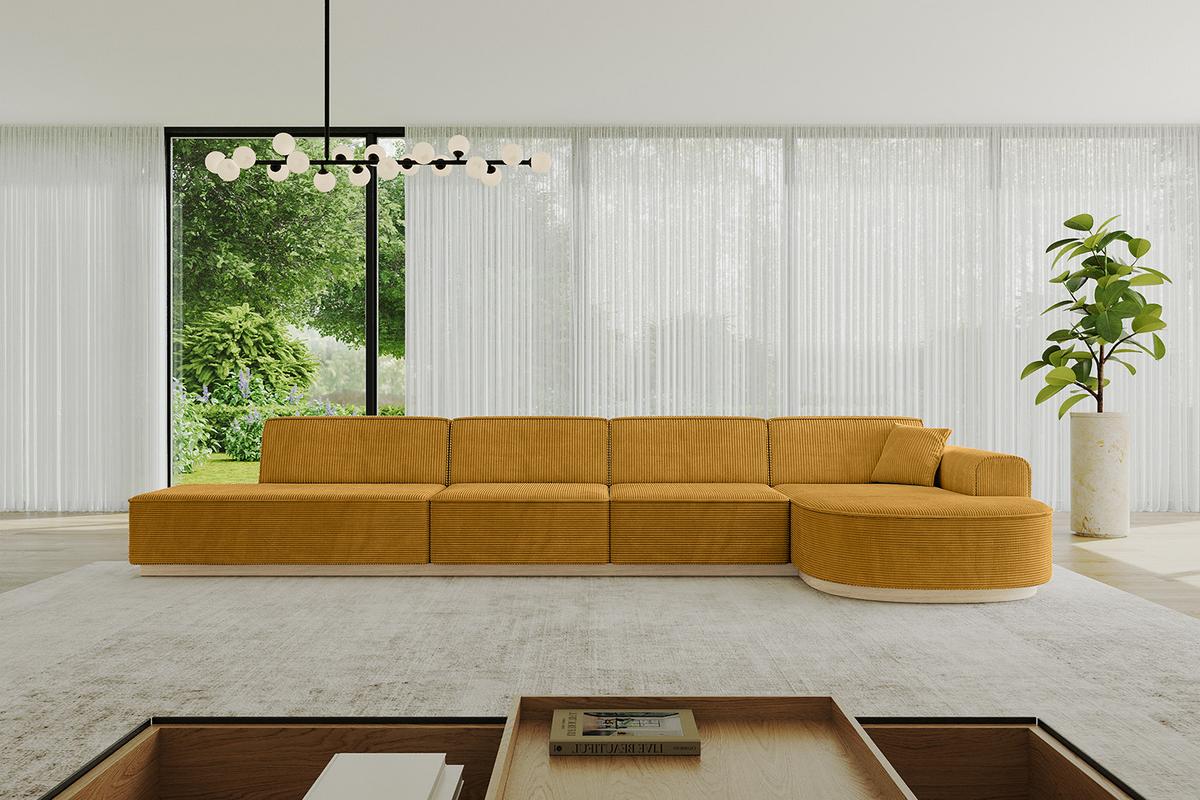 ECKSOFA Ottomane Rechts ARRIO-L3 - 413x171x83 cm Senfgelb - Currygelb/Gelb, Holzwerkstoff/Textil (413/171cm) - ALTDECOR