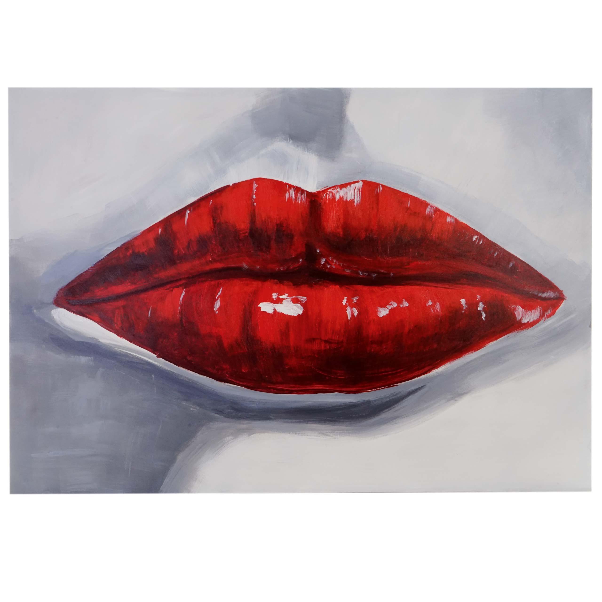ÖLGEMÄLDE LIPPEN HANDGEMALT Mehrfarbig - Multicolor, Textil (120/85cm) - MCW