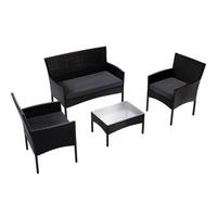 GARTENSET Fort Myers schwarz / dunkelgrau inkl. Abdeckung - Dunkelgrau/Schwarz, Kunststoff/Metall - Juskys