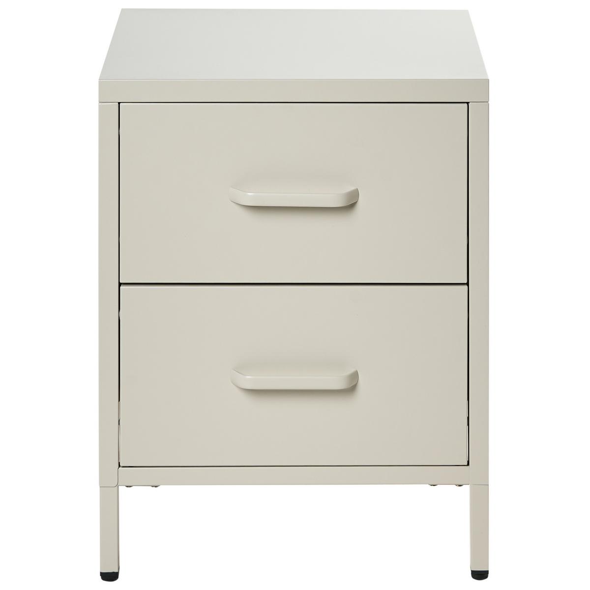 NACHTTISCH mit 2 Schubladen Metall Hellbeige Malavi - Beige, Metall (40/43/55cm) - Beliani