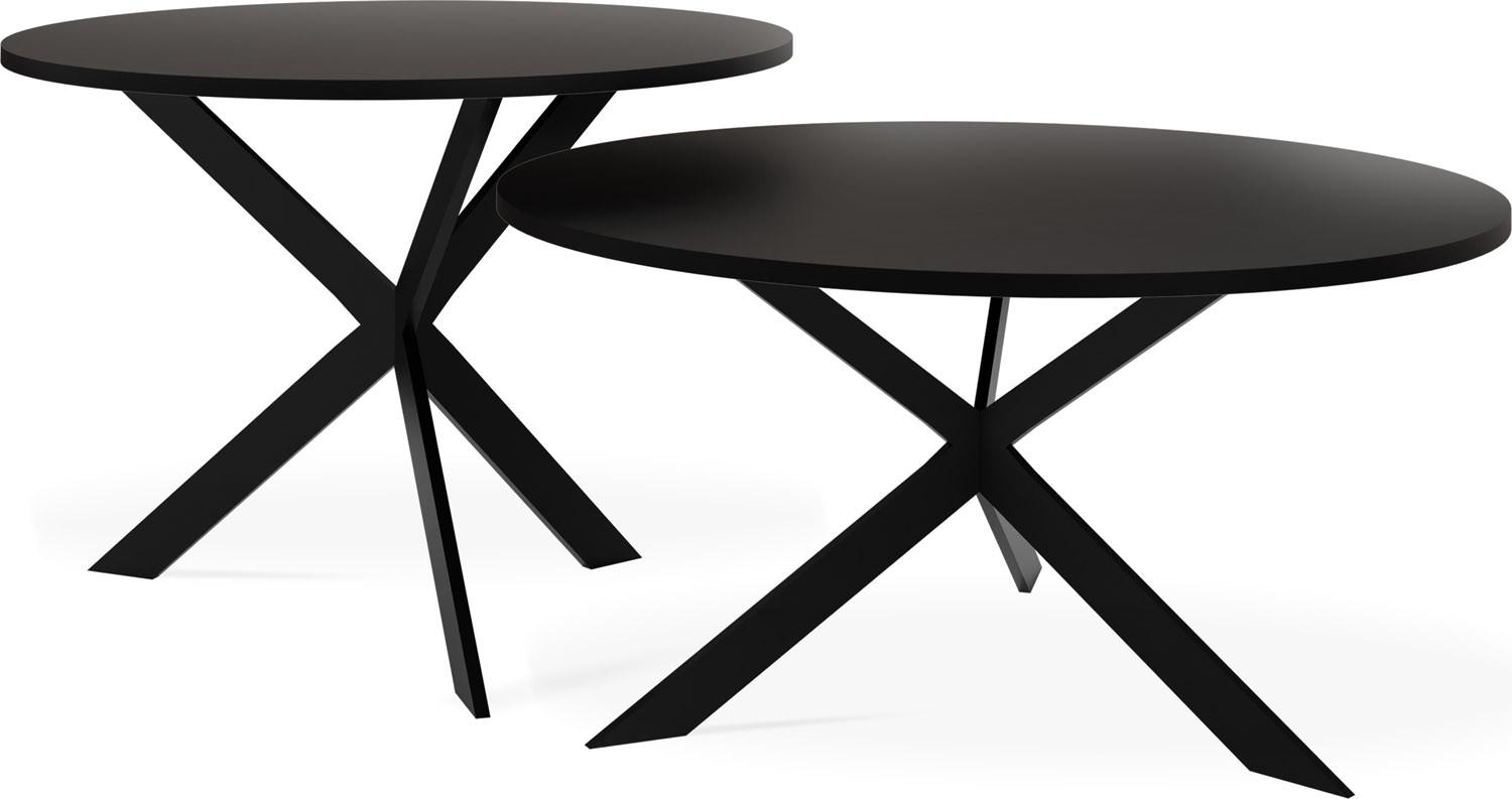 COUCHTISCH-SET Lev 2er-Set rund, Schwarz 75/36, 58/42 - Schwarz, Holzwerkstoff/Metall (75/75/42cm) - WFL GROUP