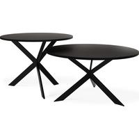 COUCHTISCH-SET Lev 2er-Set rund, Schwarz 75/36, 58/42 - Schwarz, Holzwerkstoff/Metall (75/75/42cm) - WFL GROUP