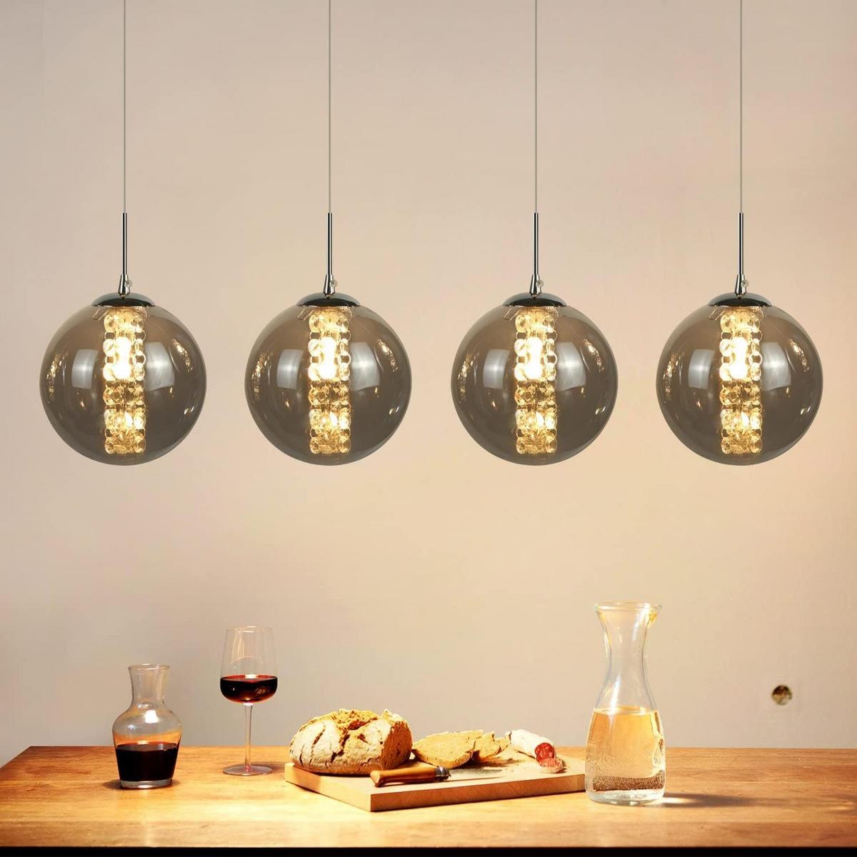 PENDELLEUCHTE Energie 4-flammig 70/15/150 cm - Grau, Glas (70/15/150cm) - Nettlife